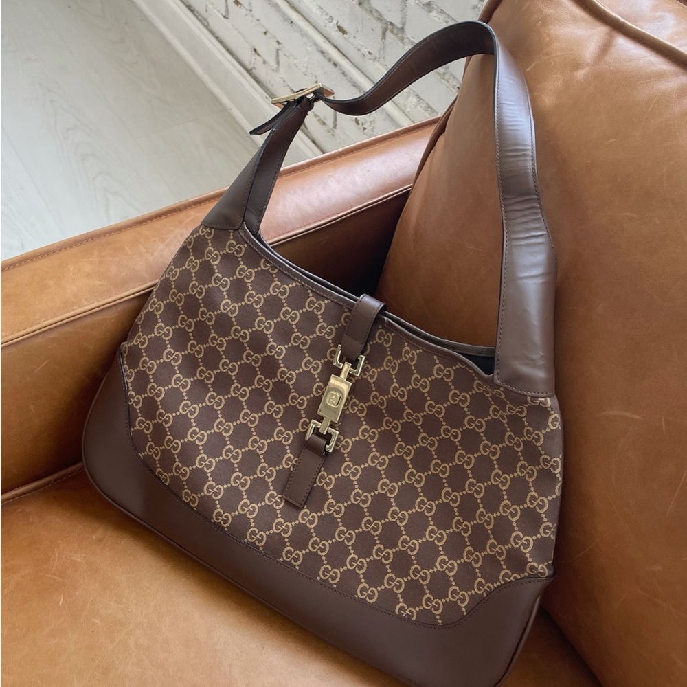 Gucci Vintage Jackie O Brown Canvas Bag